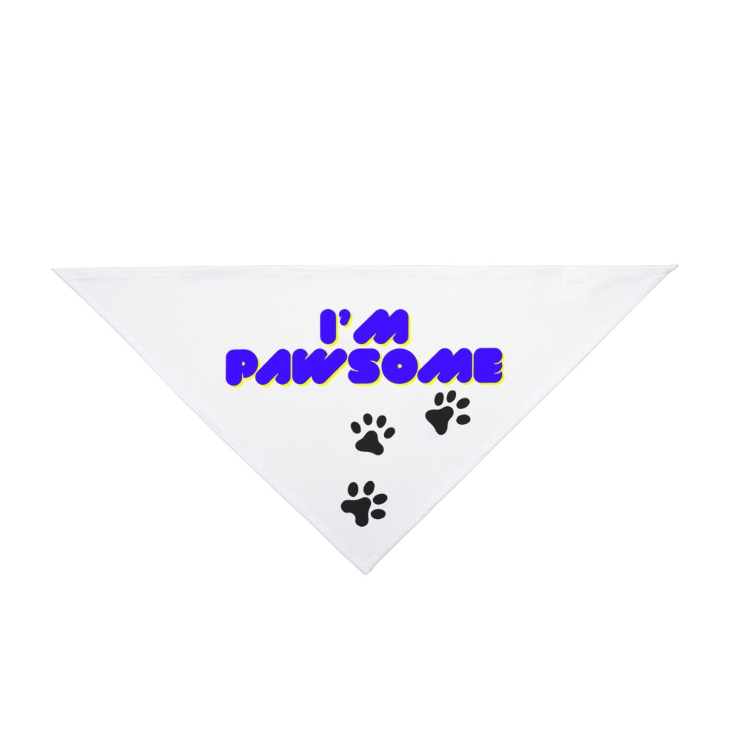 Pet Bandana - "I'm Pawsome" Dog Bandana with Paw Prints — Cute Pet Accessory for Dogs & Cats, Gift & Photo Props